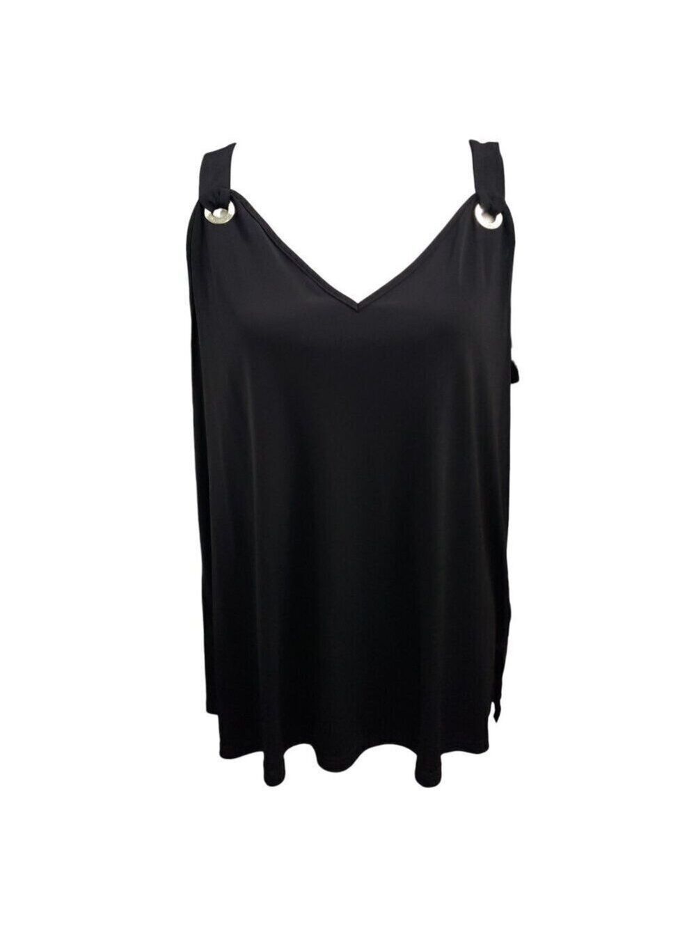 Nine West Womens Black V Neck Sleeveless Blouse XL - Picture 3 of 7